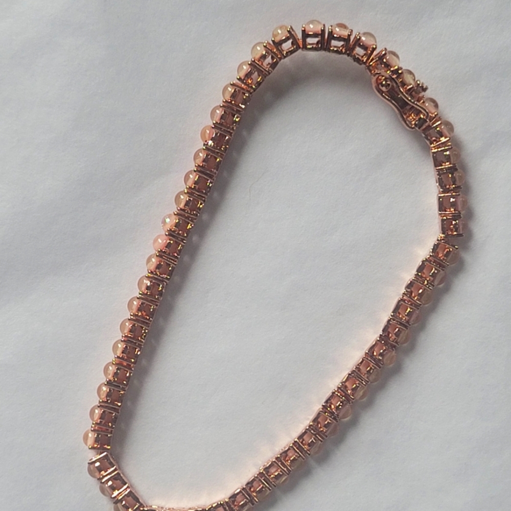 4.25ct Pink Opal Tennis Bracelet 14k GP